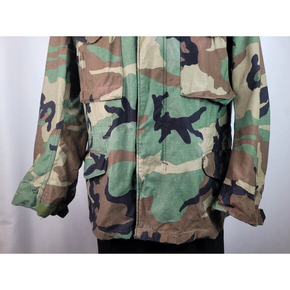 Camo Unisex Army Military Field Hooded Jacket Woodland Cold Weather Sz Med - Picture 3 of 11